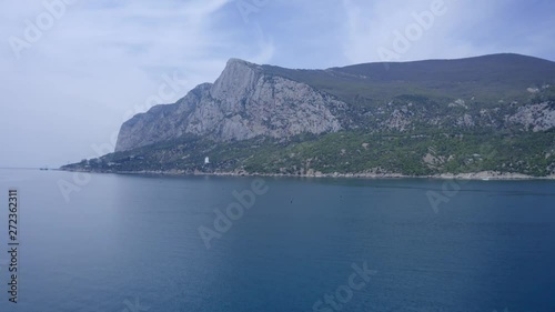 Aerial Shot of Mountain on Batiliman, Black sea, Crimea  With Beautiful Blue Water photo