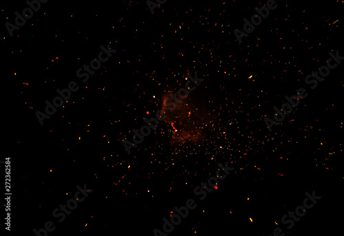 Fotografía fire flames with sparks on black background