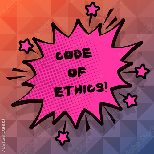 Text sign showing Code Of Ethics. Conceptual photo Moral Rules Ethical Integrity Honesty Good procedure