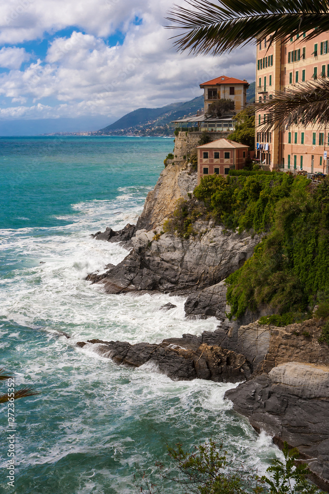View of the Ligurian coast in Italy.
