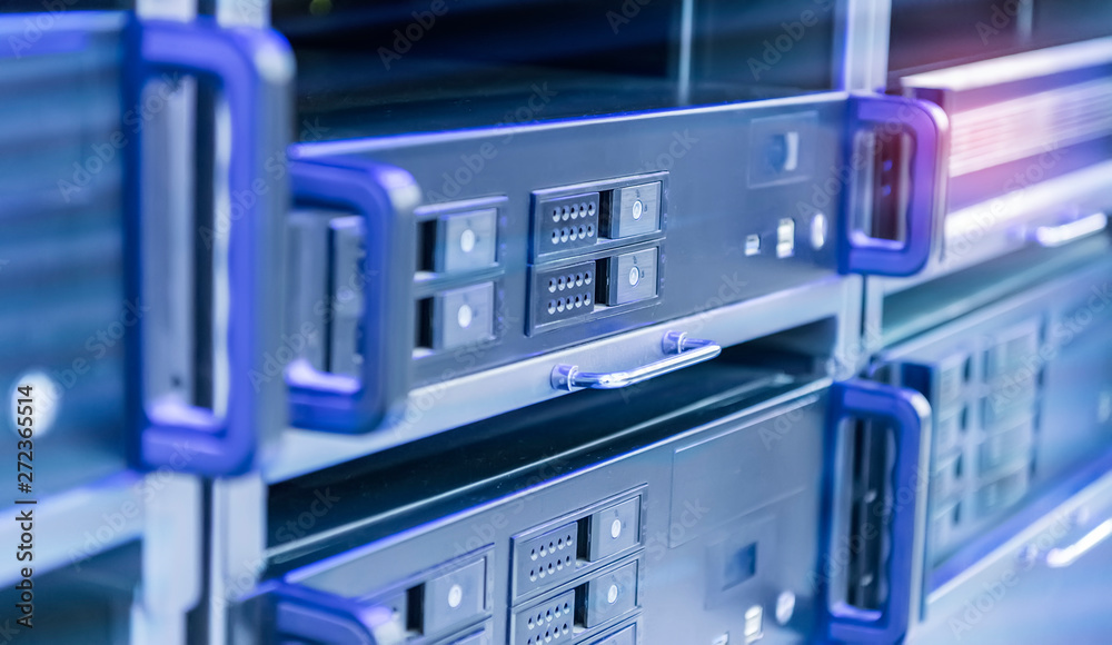 Panel modern servers in the data center vertical Panel modern servers in the data center vertical