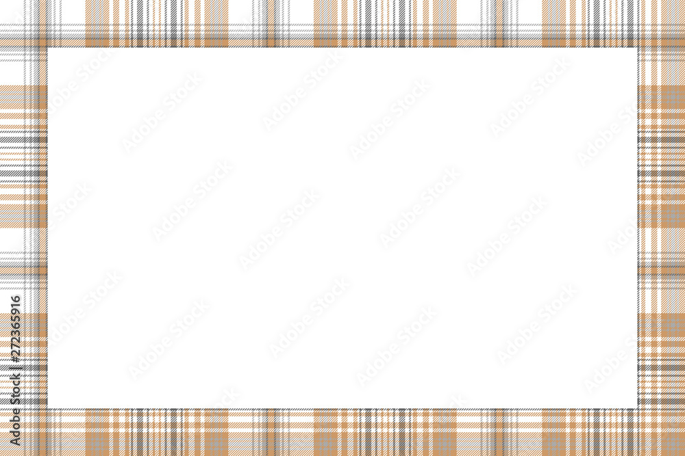Border frame vector vintage background. Plaid pattern fabric texture. Tartan ribbon collage photo frames in retro style.