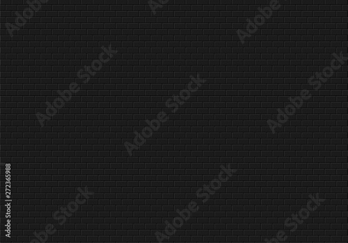 Black brick wall background. Bricks texture seamless pattern vector.