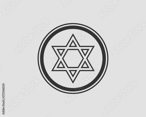Jewish Star of David icon. Vector six pointed stars symbol.