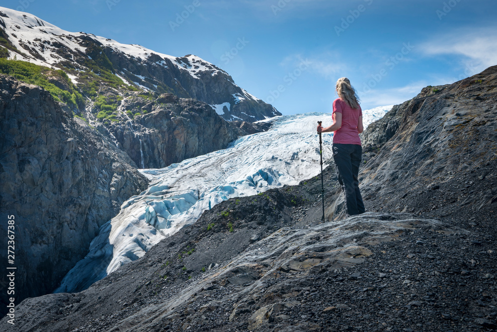 Woman and Glacier