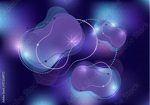 Abstract dynamic fluid against a bright gradient mesh. Liquid dynamics with forms and elements.