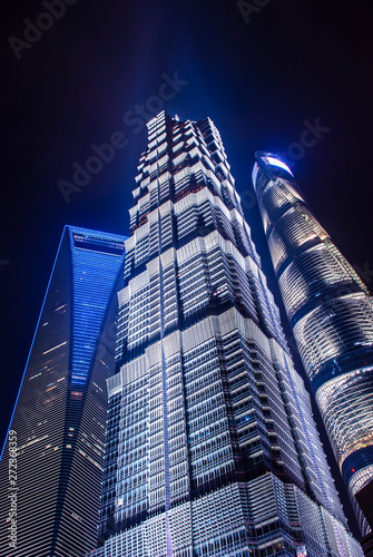  Jin Mao Building, SWFC, and Shanghai Center by night photo