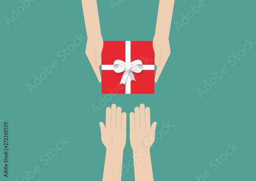 Hands holding gift or present box