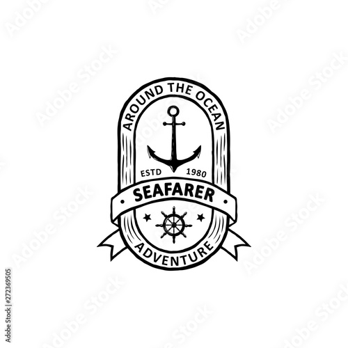 vintage sailing badges labels, emblems and logo