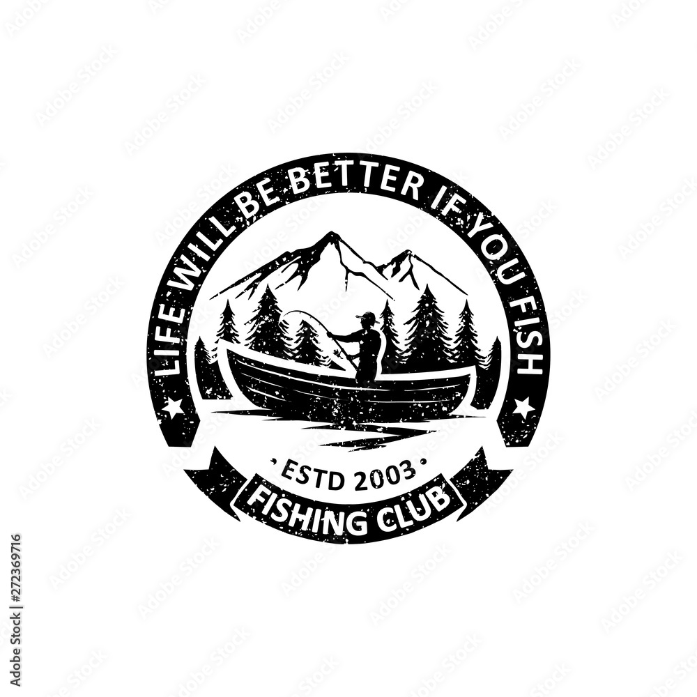 Fototapeta premium vintage Fishing badges labels, emblems and logo