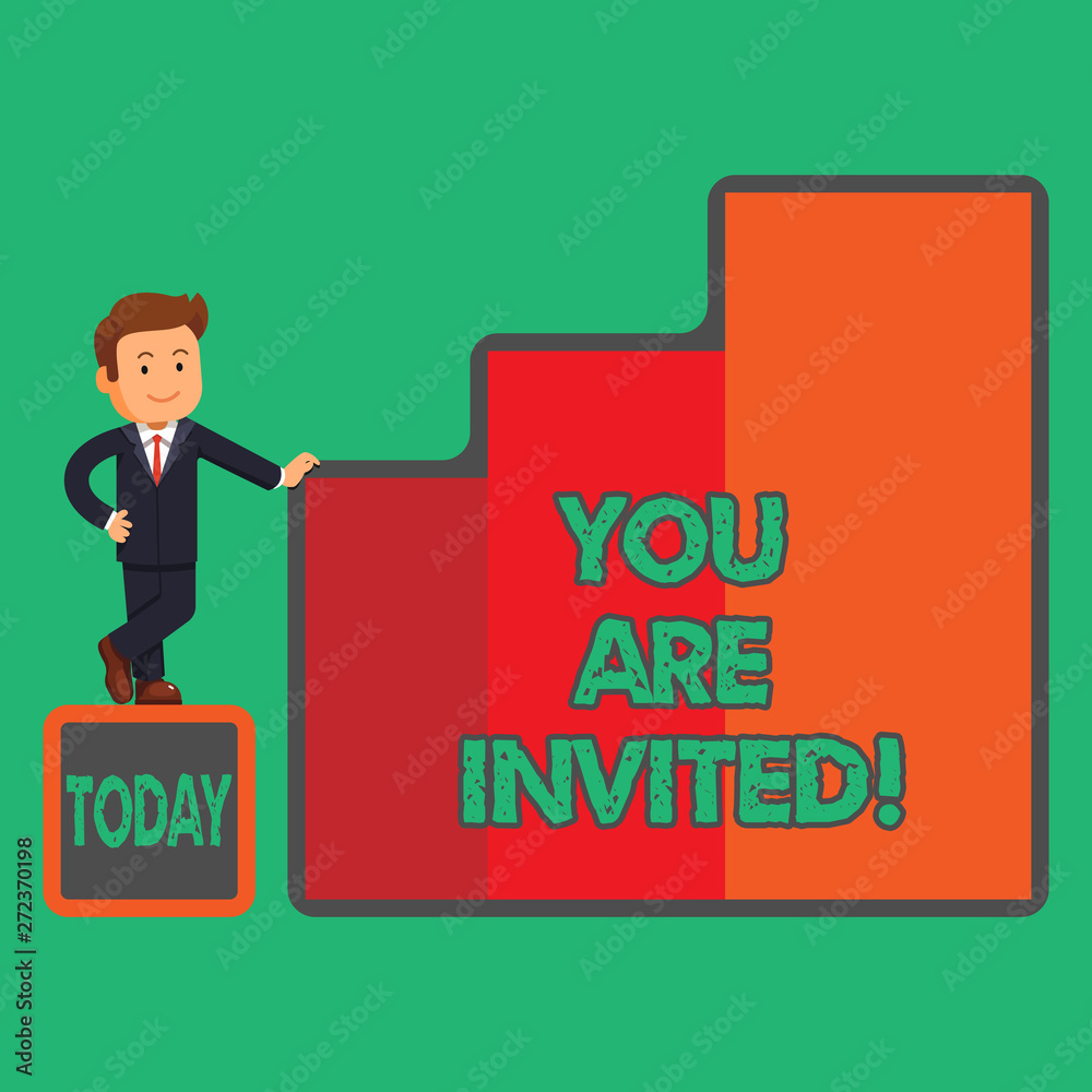 Text sign showing You Are Invited. Conceptual photo Receiving and invitation for an event Join us to celebrate Text sign showing You Are Invited. Conceptual photo Receiving and invitation for an event Join us to celebrate