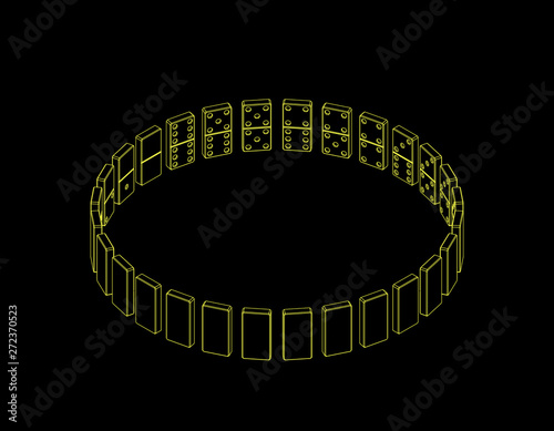 Circle of dominoes. Isolate...