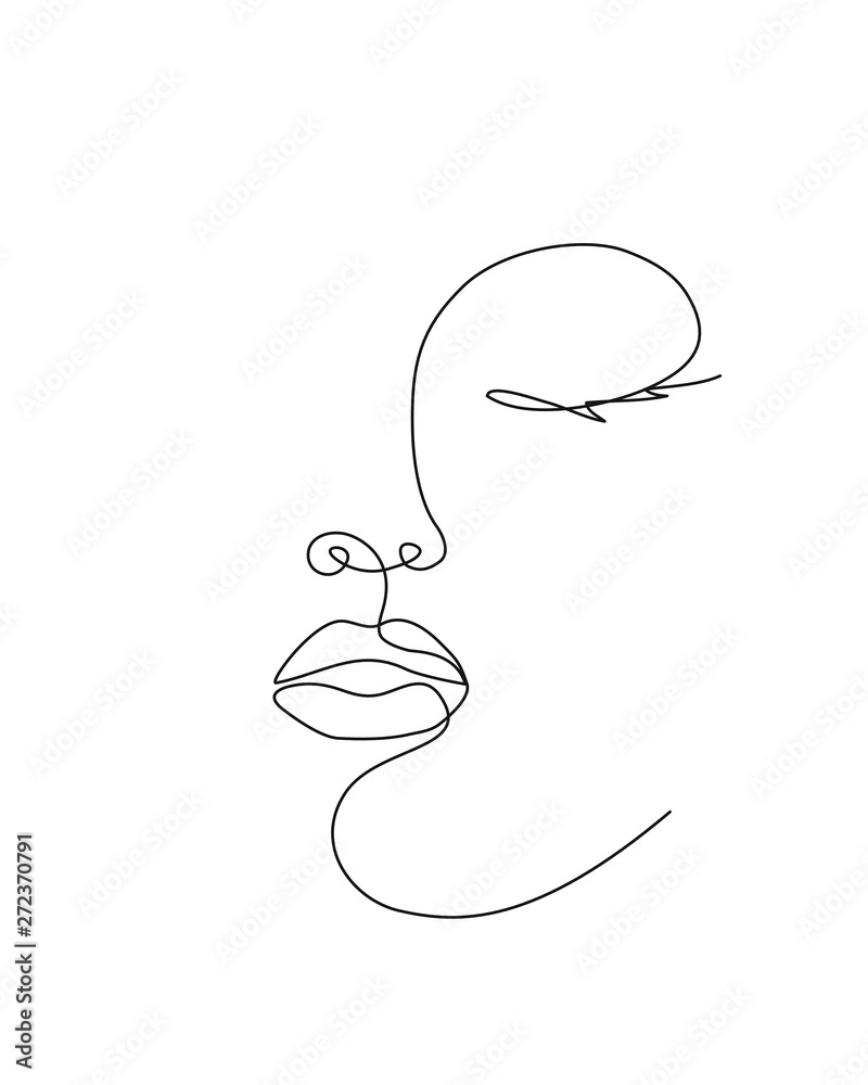 Abstract Woman Face. Continuous Line Drawing. Minimalist Style. Line Art  Stock Vector | Adobe Stock