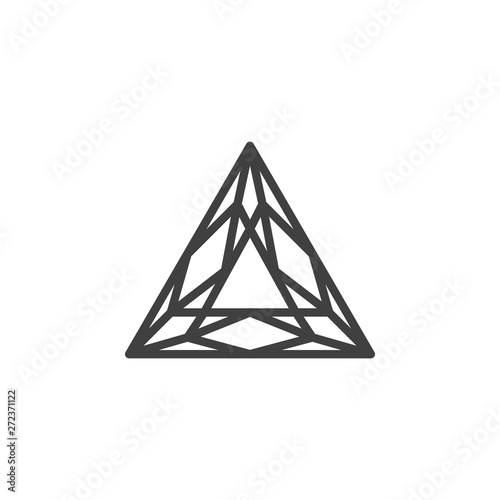 Triangular Gemstone line icon. Triangle diamond linear style sign for mobile concept and web design. Precious stone, gem outline vector icon. Symbol, logo illustration. Vector graphics