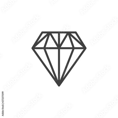 Gemstone, brilliant line icon. Precious stone, gem linear style sign for mobile concept and web design. Diamond cut shape outline vector icon. Symbol, logo illustration. Vector graphics
