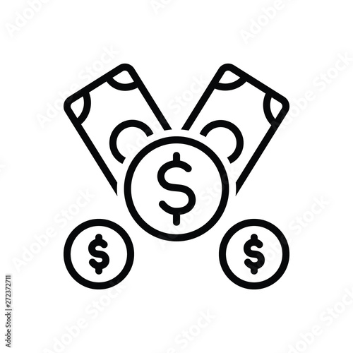 Black line icon for amount  dollar