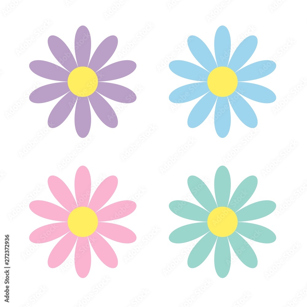 Colorful daisy chamomile icon set. Cute flower plant collection. Cute  cartoon funny decoration element. Love card. Camomile icon. Growing  concept. Stock Vector | Adobe Stock