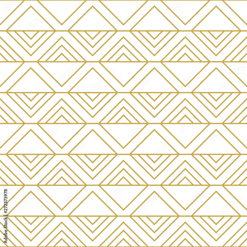 Modern stylish tiling design with squares. Seamless vector pattern in gold