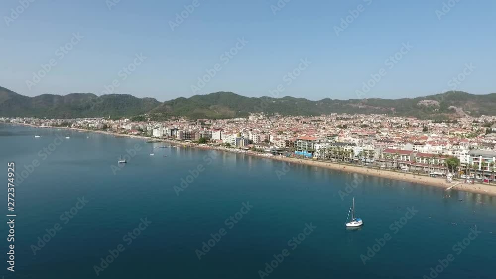 Panoramic aerialr view of the promenade of Marmaris in Turkey Panoramic aerialr view of the promenade of Marmaris in Turkey