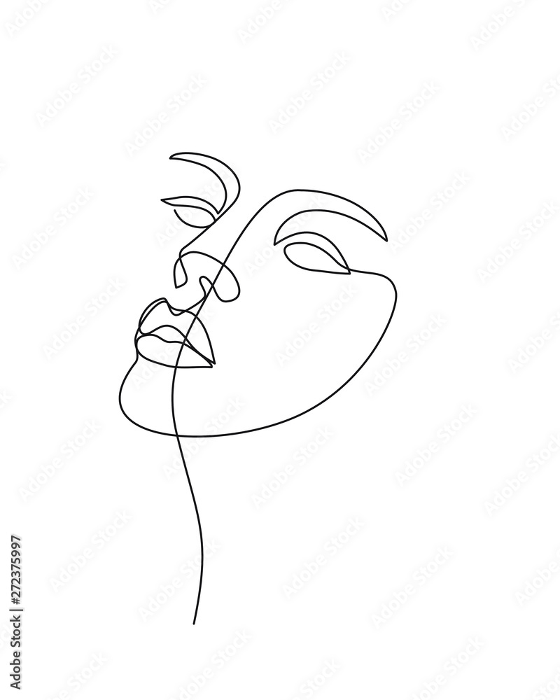 Stockvector abstract face. Continuous line drawing. Minimalist art