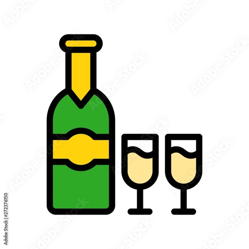 Alcoholic drink vector, Beverage filled icon editable stroke