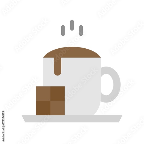 Cup of milk and chocolate vector illustration  Beverage flat style icon