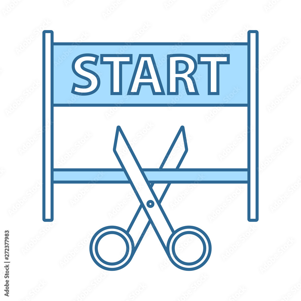 Scissors Cutting Tape Between Start Gate Icon Scissors Cutting Tape Between Start Gate Icon