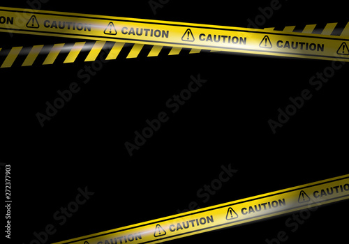 Caution tapes on black background vector image