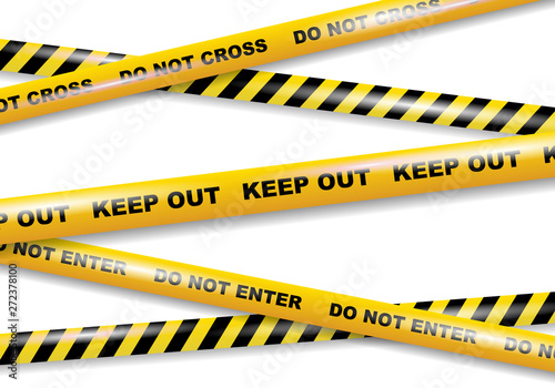 Caution tapes on white background vector image photo