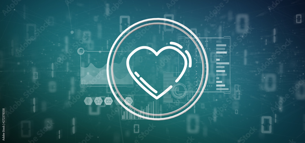 Obraz premium Heart icon surrounded by data