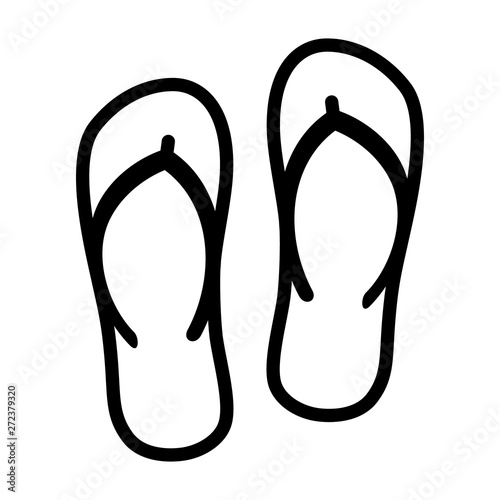Flip flops sandal beach wear line art vector icon for apps and websites