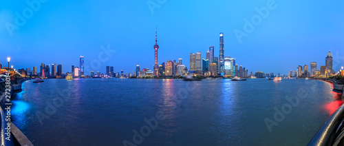 Shanghai skyline panoramic view at night,China © ABCDstock