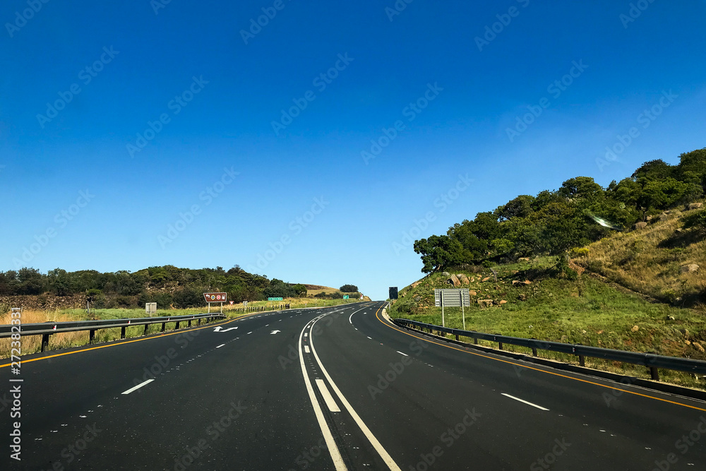 Countryside Road, Scenic road highway over rural hills countryside landscape at soth africa