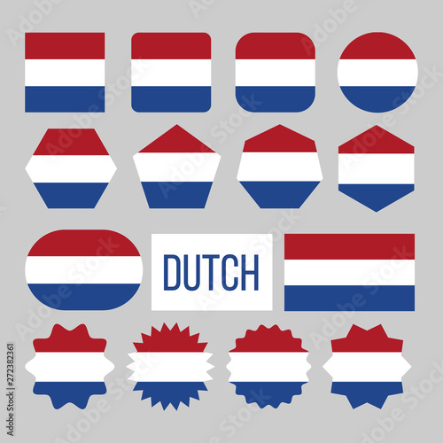 Free Download Dutch Flag Collection Figure Icons Set Vector. Horizontal Triband Of Red Bright Vermilion, White, And Blue On National Symbol Of State Kingdom Netherland Dutch. Europe Design Flat Cartoon Illustration - GFXLoad
