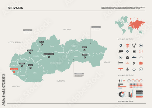 Fotografie, Obraz Vector map of Slovakia
