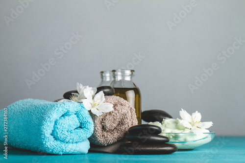 Spa composition on blue sur...