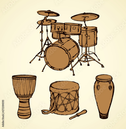 African drum. Vector drawing