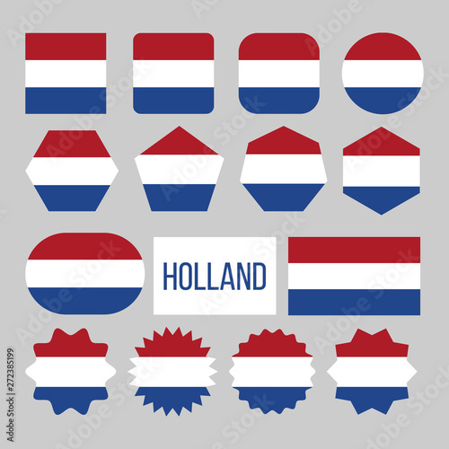 Free Download Holland Flag Collection Figure Icons Set Vector. Horizontal Triband Of Red Bright Vermilion, White, And Cobalt Blue On Original National Symbol Of Holland. Design Flat Cartoon Illustration - GFXLoad