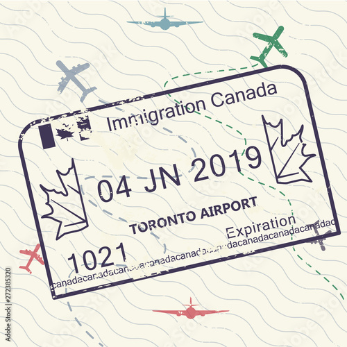 visa passport stamp; Canada; passport stamp icon; visa, passport, stamp, travel, icon, vector, illustration, grunge, ink, symbol, canadian, holiday, vintage, tourism, isolated, sydney, country, docume