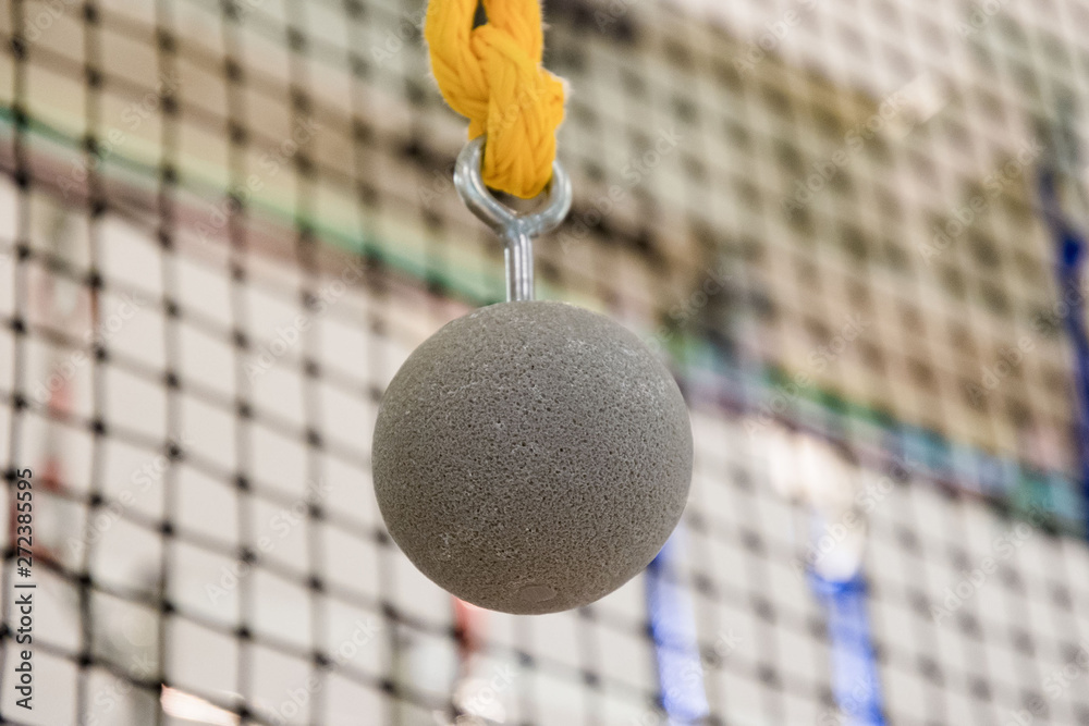 Special sports spherical suspension for training strong grip of the hands. bouldering equipment