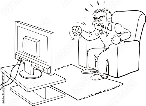 angry man and tv