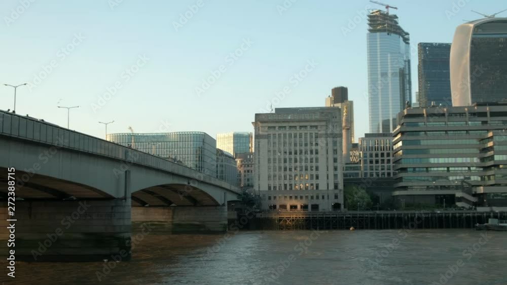Pan from London Bridge to The City from City Pier Pan from London Bridge to The City from City Pier