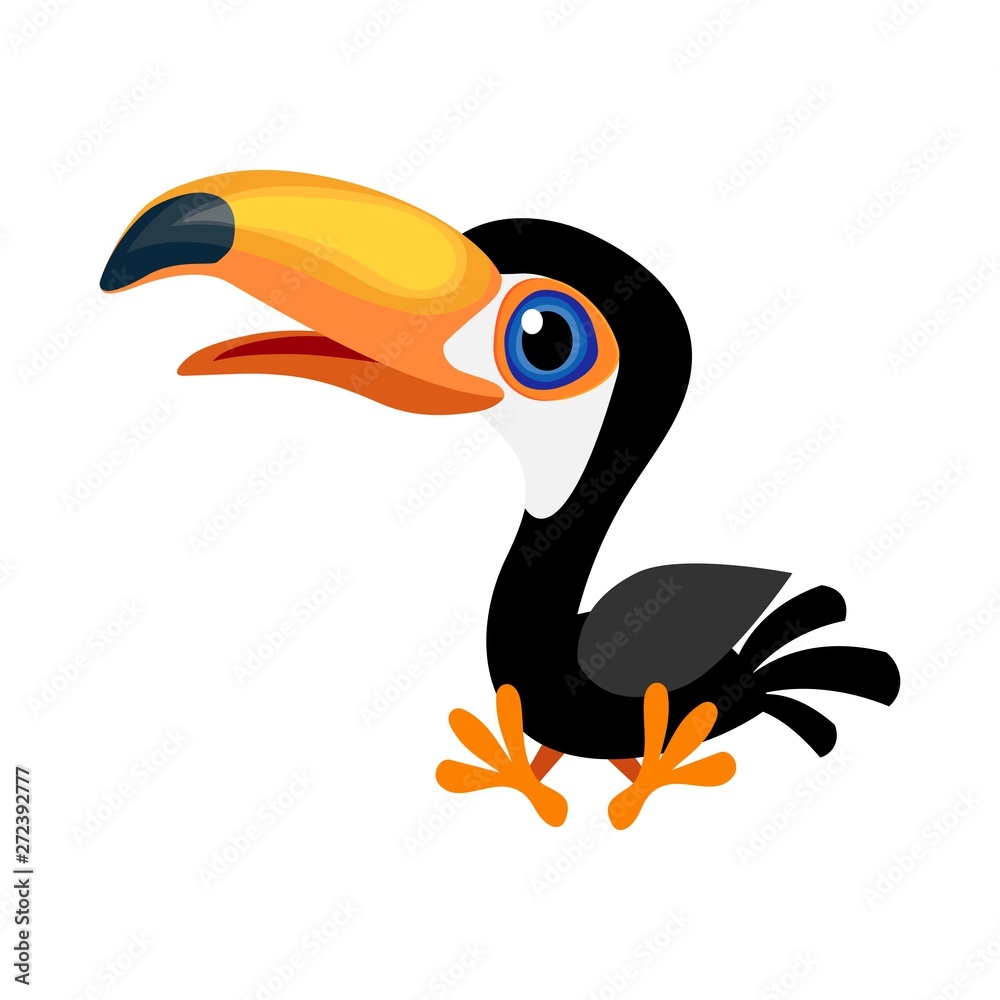 Fototapeta premium Cartoon toco toucan (Ramphastos toco) also known as the giant toucan