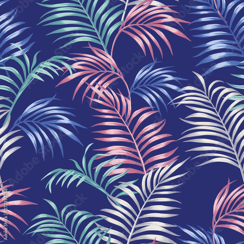 Abstract color palm leaves seamless