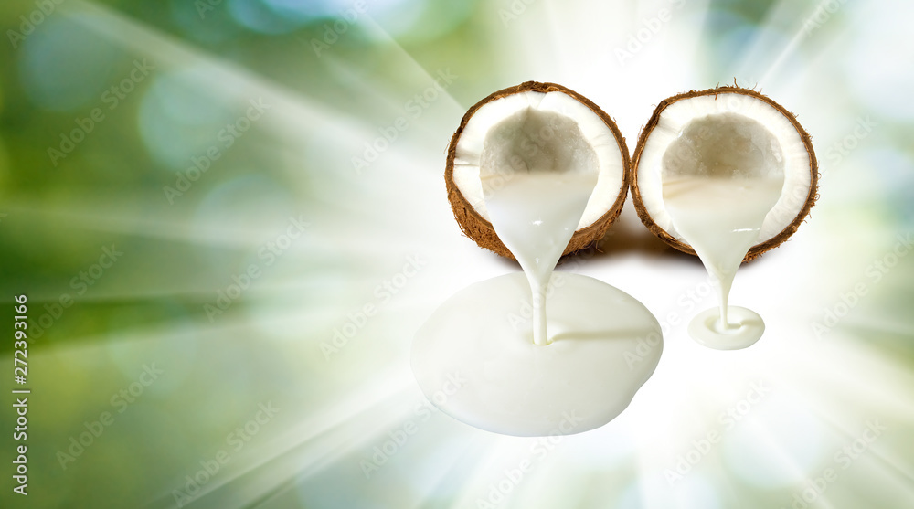 Fototapeta premium image of cut coconut close-up