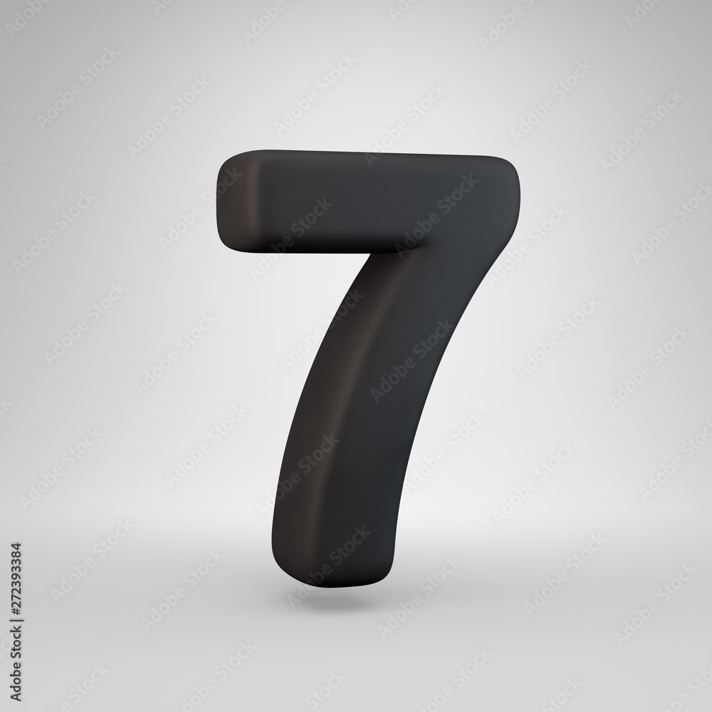 Black rubber number 7 isolated on white background. Black rubber number 7 isolated on white background.