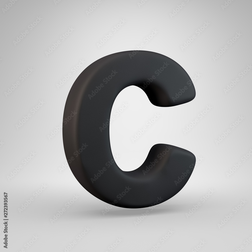 Black rubber uppercase letter C isolated on white background. Black rubber uppercase letter C isolated on white background.