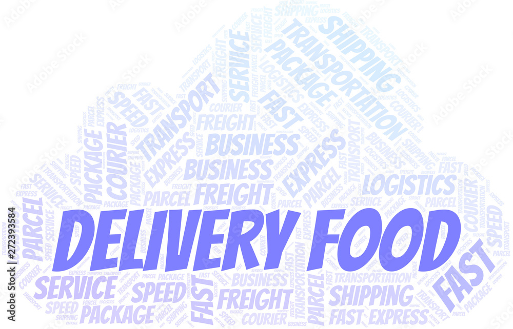 Delivery Food word cloud. Wordcloud made with text only.