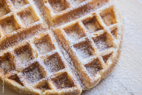 Belgian or Brussels tasty waffels bakery powdered sugar photo