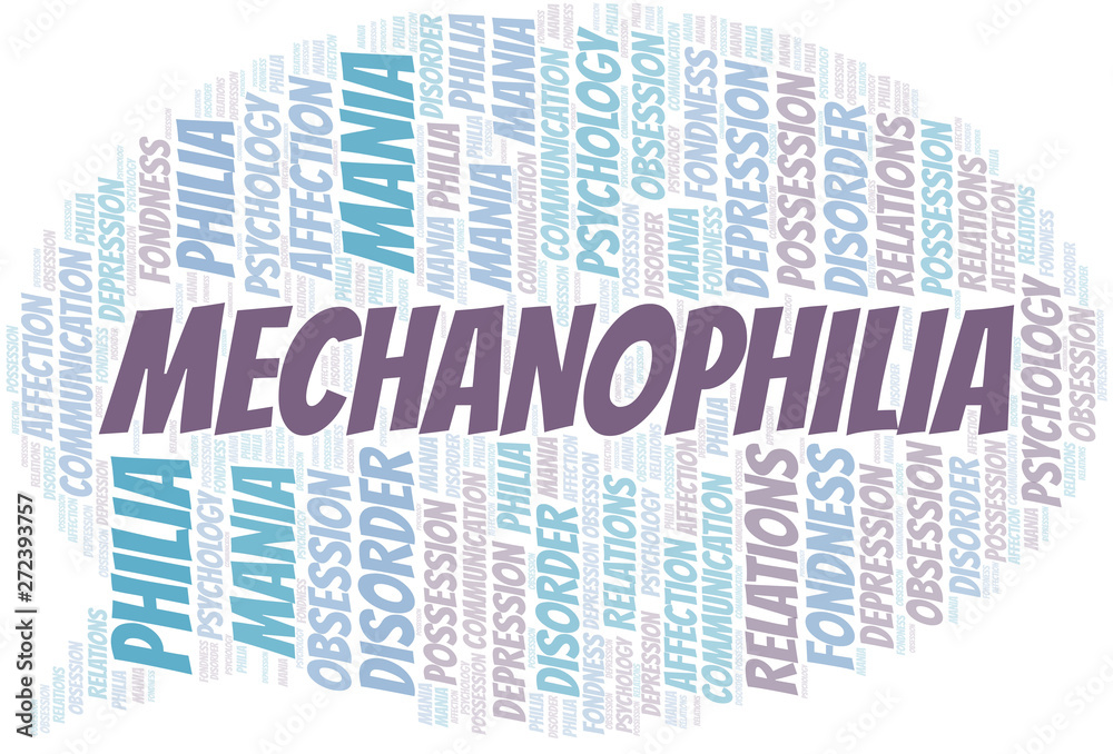Fototapeta premium Mechanophilia word cloud. Type of Philia.